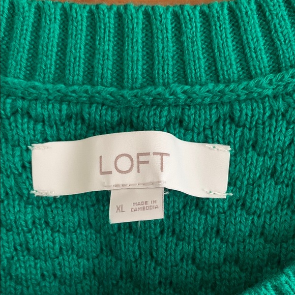 Loft Green Cotton Sweater, XL, NWT - Picture 2 of 5